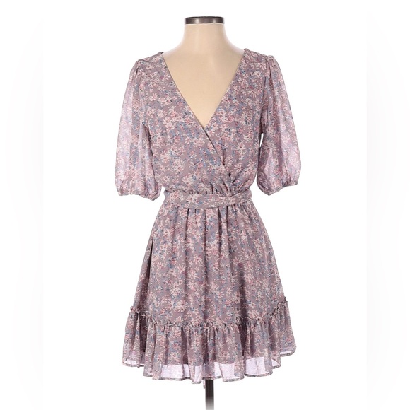 NWOT - Melrose and Market Floral Faux Wrap Mini Dress - Picture 2 of 12